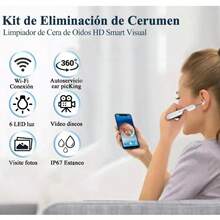 Limpiador Oídos Espiral Con Cámara Endoscopio, Quita Cerilla - Blanco y Negro - Ver 9