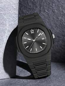 TOMI Matte Plastic Quartz Watch Set, Teen Boys Student Gift Box Wristwatch - Black - View 9
