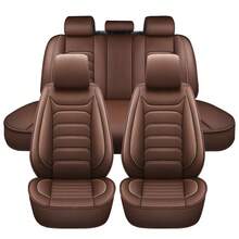 For 5 Seat Universal Luxury Faux Leather Waterproof Car Seat Cover Full Set Front Rear Back Cushion 360° Protector Interior Decor For Most Sedan Pickup Trucks Hatchbacks Suv Crossovers - Brown - View 8