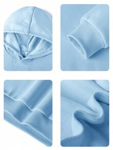 少女图案印花保暖内衬套头衫，温暖舒适，适合秋冬季 - 淺藍色 - 查看 9