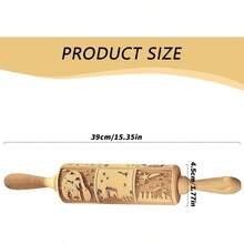 Rolling Pins para hornear 13.8 '' Pon rodante en de madera para masa con manijas fciles de usar herramientas sellos galletas navideas fciles usar para galletas, pizza y ms decora - 39 x 4,5 centímetros - Ver 10