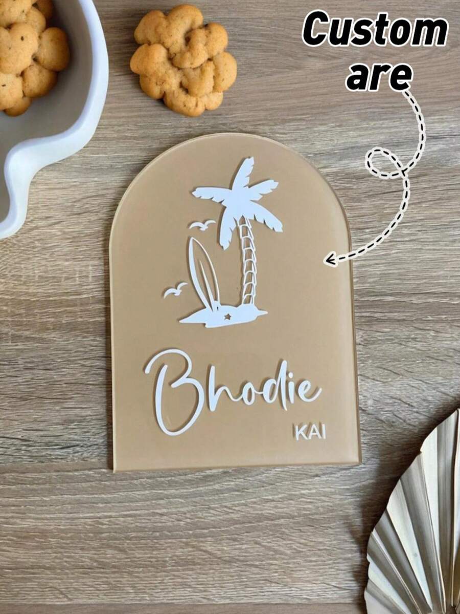 1PC Personalized Baby Name Sign, Modern Nursery Art, Baby Shower & Christening Gift For Girls Boys, Custom Acrylic Nursery Wall Decor For Birth Announcement, Nursery Decor, Door Sign, Custom Kids Teen Announcement Sign, Kids Birth Plaque, Personalized Wooden Birth Name Plaque, Hello World Reveal Photo Props - Multicolor - View 1