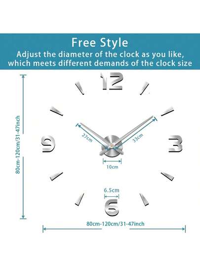 3D Diy Frameless Large Wand Clocks Living Room Moderne Extra Big Stickers Home Kitchen Bedroom Indoor ative Giant Silent Klok Kit Ho Office ation,Home ,Room Birthday Graduation Dormitory Back To School view 3