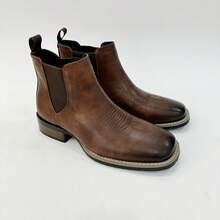 Men's High-Top British Chelsea Boots, Non-Slip Thick-Soled Gentleman's Western Ankle Boots - 咖啡棕 - 查看 3