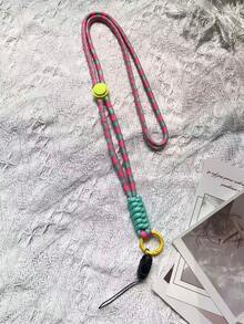 1pc Colorblock Creative Long Lanyard, Rose Red - Hot Pink - View 3