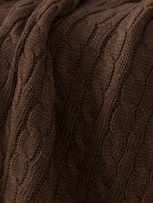 Made In Turkey - Pom-Pom Knitted Throw Blanket – 130x170 Cm Sofa Throw, Shoulder Wrap & TV Blanket - Brown - View 5