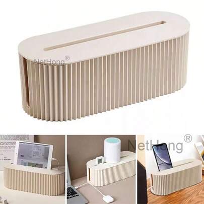1 Office Cable Organizer With Lid, Large Capacity Cable Organizer, Space Saving Cable Management Box For Desktop Outlets