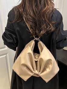 Bolso de mano con decoración de lazo para mujer, de gran capacidad, elegante, para ir y venir, bolso de hombro, casual, de moda, versátil, bolso de sobaco