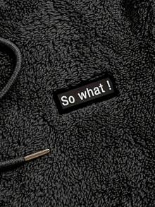 2 件男士羊毛套装，休闲连帽衫长袖运动衫和运动裤套装，厚实保暖 - 黑色 - 查看 5