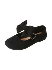 Breezelady Women's Black Suede Mary Janes With Bow - Perfect For Work & Beyond! Featuring Smooth Suede And A Refined Bow, These Flats Bring Elegance To Your Workwear. The Flat Heel Provides Comfort For Long Office Hours, And They Also Work For After - Work Plans. Great For US Professional Women Seeking Stylish Yet Practical Footwear. - 黑色 - 查看 2