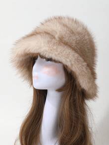 1 st damers eleganta hinkhatt i fuskpäls, tjock varm och fluffig öronskyddshatt för höst/vinter, trendig och mångsidig pulloverkeps - Multifärgad - Visa 11