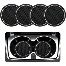 Ziciner - Juego de 4 posavasos con diseño de cristales para coche, de goma suave, antideslizante, accesorios interiores universales para coche, SUV, camión (negro y AB) - Azul claro y blanco 4pcs - Ver 1