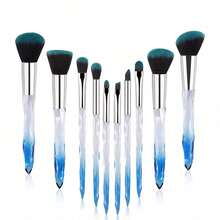 Yuwaku Makeup Brushes Professional - 10pcs Premium Synthetic Foundation Blending Blush Set Powder Eyeshadow Brush Set Light Blue Transparent Crystal Handle Cute Make Up Tools,Travel,Travel Essential,Valentine's Day,Cheap,Travel Makeup Brush,Gifts For Women,Makeup Artist,Professional Complete Makeup Kit - 2-Light Blue - View 3