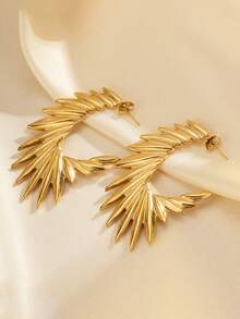 2 Pieces Fashion Simple Angel Wings Earrings, 14k Gold, Non-Oxidizable Earrings, Everyday Party Jewelry Gift