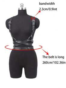 Leather Harness Belt For Women, Fashion Leather Harness Belt Festival Club Wear Harness For Women - Black - View 6