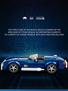 Reobrix No.812 Blue Supercar Building Block Sports Car Assembly Model, Race Car Building Toys For Kids, Suitable For Christmas & Halloween Decoration, DIY Gift For Holidays, Birthdays & Christmas, For Adults / Car Lovers. - Màu xanh lam - Xem 4