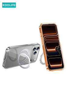 Koolife 1个装 360°旋转磁吸充电透明手机壳，兼容苹果17 Pro Max，PC+TPU材质，带金属镜片，独立按键，兼容 17/17 Pro/17 Air/15/15 Pro/15 Pro Max/16/16 Pro/16 Pro Max
