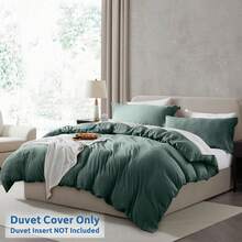 Soft Prewashed California King Duvet Cover Set, 3 Piece, Zipper Closure, 104x98 Inches Duvet Cover And 2 Pillow Shams - No Comforter,  In 2025 - 森林綠(無被子) - 查看 2