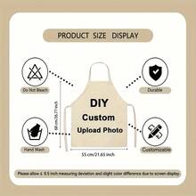 1件定制围裙 - 可印照片和文字，涤纶材质，适合厨房、生日、周年纪念日等场合，是送给朋友、情侣、家人、同事的完美礼物，透气轻便，适合送给家人、他、她、男朋友、女朋友、爸爸、家人、妈妈、朋友、周年纪念日、毕业典礼、家庭主妇等。