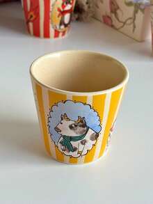 200ml艺术动物陶瓷杯，复古条纹意式咖啡杯，家用手握杯，农场主题下午茶杯，水杯，马克杯，小容量陶瓷杯，牛奶杯，礼品杯 - 彩色 - 查看 8