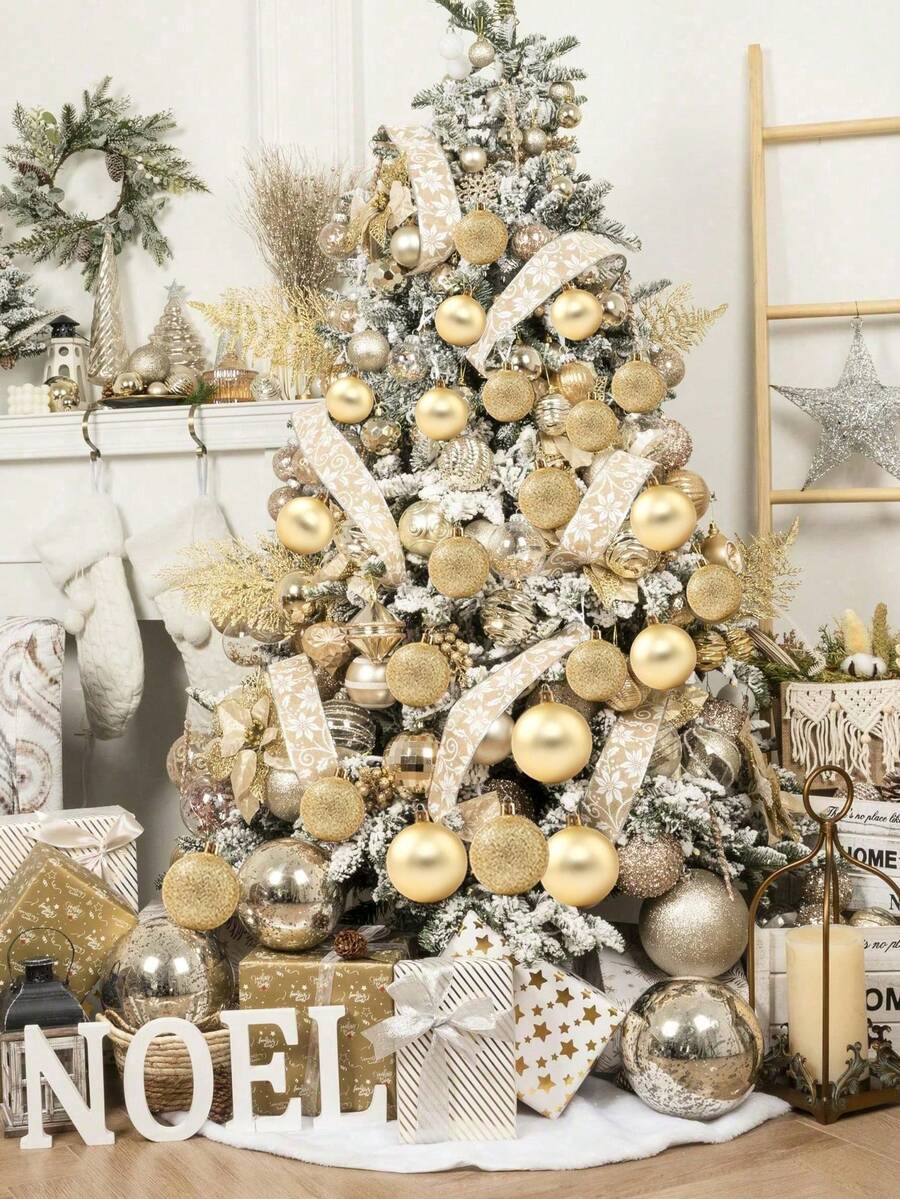 44pcs-Christmas Ball Ornaments, Christmas Tree Decoration, Hanging Shatterproof Plastic Ball Decorations For Xmas Tree, Holiday, Wedding Party, Window Christmas Decor, Birthday, Valentine's Day, Easter, Home, Office Wall Decor,Perfect Christmas Tree Decoration To Create Holiday Atmosphere - Christmas Gift 7/6/5/4/3 Cm (2.8/2.4/1.9/1.6/1.2 Inches) Christmas Decorations Home Christmas Gifts Christmas Decor