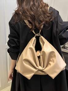 Bolso de mano con decoración de lazo para mujer, de gran capacidad, elegante, para ir y venir, bolso de hombro, casual, de moda, versátil, bolso de sobaco