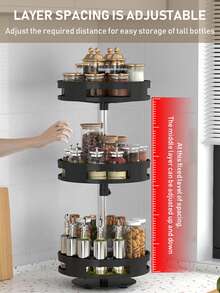 1 pieza Organizador giratorio multiusos - Ahorro de espacio, almacenamiento antideslizante para vajilla, maquillaje y especias en el mostrador de la cocina