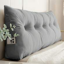 1pc Triangular Headboard Pillows Twin/Queen/King Size Head Roll Pillow Bed Wedge Pillow Large Bolster Bed Rest Reading Pillows Backrest Positioning Support Pillows With Side Pockets Bolster Cushion - 灰色 - 查看 12