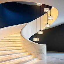 Meimond Long Chandeliers For High Ceilings,Modern Crystal Pendant Light,Raindrop Drop Lamp,Hanging Flush Mount Lighting Fixtures For Spiral Staircase,Foyer,Entryway,Living Room,Black (8 Lights)