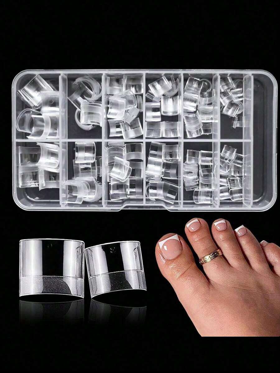240pc Soft Gel X Toe Nail Tips Short Fake Toenail Tips Square Fake Toe Nail Tips For Toes Press On Toenails 12 Sizes French Artificial Toe Tips Acrylic Nails(Random Delivery) - ngẫu nhiên - Xem 1