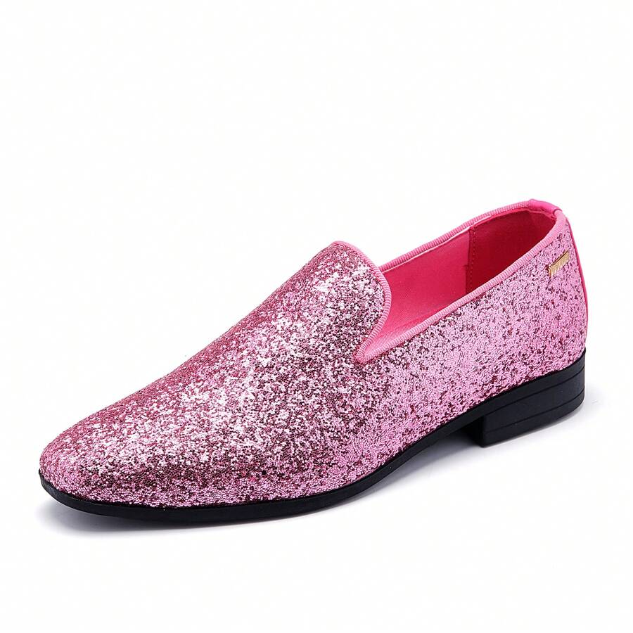 UUBARIS Mens Loafers Dress Shoes Pull-On Driving Shoes Tuxedo Suit Shoes - 粉色 - 查看 1