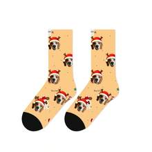 1 Pair Customized Face Socks, Customized Photo Socks, Customized Printed Mid-Calf Socks, Can Print Any Face On Socks, Suitable As Anniversary Gift, Halloween, Christmas Creative Gift, Bride Gift, Gift For Boyfriend, High-Quality Couple Christmas Hat Printed Socks, Men's Calf Socks, New Thick Women's Long Socks For Autumn/Winter. Suitable For Daily Wear, Office, Outdoor Sports. - Multicolor - View 12