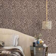 1 Roll Leopard Print Self-Adhesive Wallpaper - Waterproof, Removable Vinyl Material, Easy To Create Home Decor And Artistic Wall Transformation, Size: 15.7 In X 39.3 In / 118.1 In / 196.8 In / 393.7 In - Brown - View 2