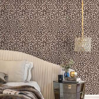 1 Rollo de papel tapiz autoadhesivo con estampado de leopardo - Impermeable, vinilo removible para una fácil decoración del hogar y renovación artística de paredes 40cm x 100cm / 300cm / 500cm / 1000cm