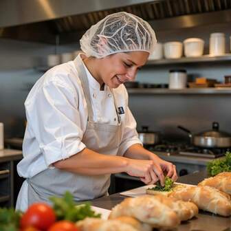 10 件/套一次性发网，21 英寸聚丙烯无纺布发网，男女通用，适用于食品服务、实验室、医院、沙龙、厨房（白色）