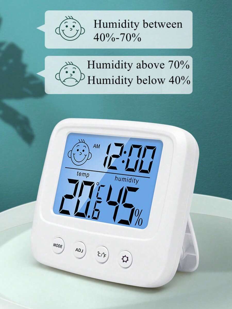 1 pièce Nouveau thermomètre-hygromètre numérique LCD, indicateur d'humidité pour chambre de bébé, station météo électronique d'intérieur avec rétroéclairage pour la maison