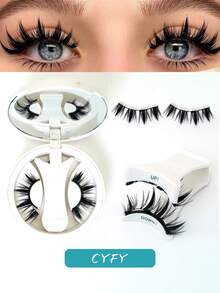 1 Pair/Set CC Curly Magnetic False Eyelashes Kit With Professional Eyelash Curler, Reusable, No Glue Needed, Ideal For Lazy People, Natural Cartoon Lash Applicator Mixed Design, 3D Volume Fake Lash Strips Charming Eye Lifting Lash Extension Set Suitable For Daily Wear, Work, Study, Travel, Party, Women's Gift, Women's Christmas Gift - Multicolor - View 5