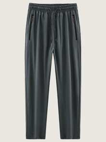 3-Piece Pack Men's Summer Thin Breathable Quick-Dry Sports Casual Long Pants, Lightweight Straight-Leg Trousers With Elastic Waistband For Outdoor Activities And Daily Wear