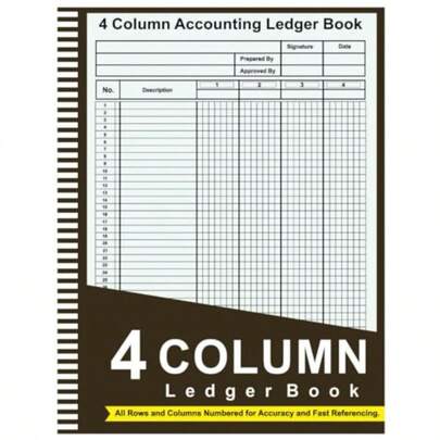 4 Column Ledger Book: Accounting Ledger Notebook For Small Business And Personal Finance Income And Expense Log Book High Quality Brown And Blonde Cover