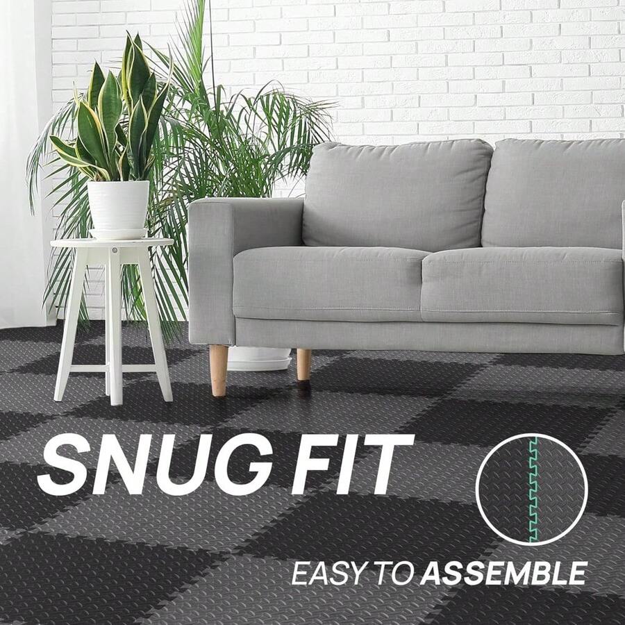 Interlocking EVA Foam Floor Tiles For Home Gym, 24 Sq Ft To 120 Sq Ft Puzzle Exercise Mat With Border For Workout Equipment