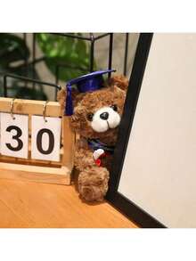 Graduation PhD Cap With Teddy Bear Ribbon | Creative Graduation Souvenir, Plush Teddy Bear Doll, Dorm Decor Photo Prop, Gift For Teacher, Classmate, Friend For Graduation Season - Multicolor - View 7