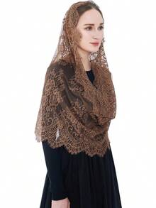 Wgior Spanish Infinity Veils For Church Lace Chapel Veils Catholic Church Veil Latin Mass Head Covering Scarf Mantillahalloween - Màu xanh hải quân - Xem 4