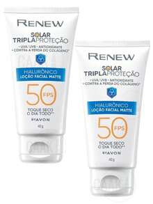 Avon Renew Sunscreen FPS 50 COLORLESS - Kit With 2 Units Of 40g - Hyaluronic Triple Protection - Colorless Matte Facial Lotion - 2 個單位 - 無色 - 查看 3