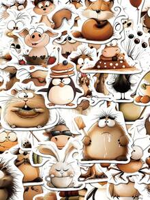 SCXXBSW 50pcs Fun Cartoon Animal Art Creative Stickers Suitable For Handbooks, Phone Cases, Laptop Suitcases, Refrigerators - Multicolor - View 13
