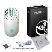 HXSJ 3-Mode Bluetooth Gaming Mouse, Rechargeable 2.4G USB Wireless RGB Backlit Mouse Compatible With IPad, Tablet, Laptop - White - View 9