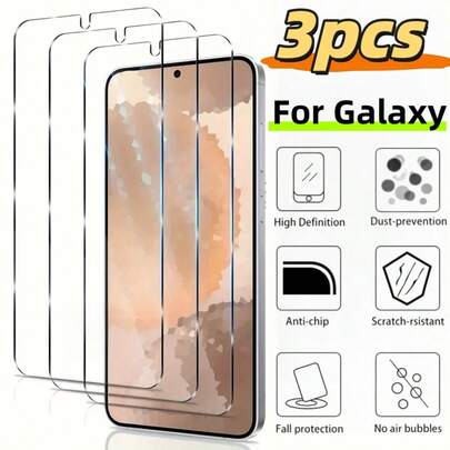 3pcs/Pack High Definition Screen Protector Film, Compatible With Samsung Galaxy A14/A22/A31/A32/A33/A50/A53/A72/M52/A90/M34/M54, Clear, Bubble-Free, Scratch-Resistant, Full Coverage Screen Glass Film, Other Screen Protector Types Available