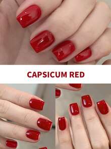 XEIJAYI 1 peça 15ml esmalte líquido vermelho, esmalte sem perfume de alto brilho UV LED, sem fragrância, preto puro, manicure francesa, salão de beleza, faça você mesmo, arte de unha - Vermelho - Ver 5