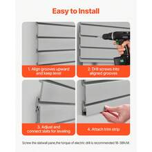 Slat Wall Paneling, 8 X 4 Ft, PVC Garage Slatwall With Accessories, Grey Slat Wall Easy-To-Install Adjustable Slatwall Panel With Coupling Structure & DIY Cutting, Fits For Storage & Display - Grey - View 6
