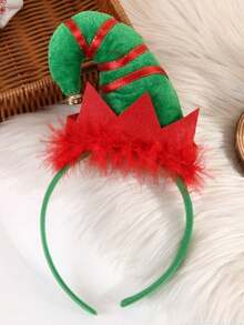 1 Stück Weihnachts-Elfen Haarband, süßer rot-grün gestreifter Weihnachts-Elf Haarschmuck, Party-Stil, Kostümzubehör, Feiertags-Party Dekoration - Verschiedenfarbig - Übersicht 2