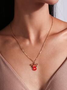 4pcs Minimalist Fashion Santa Claus, Christmas Tree Necklace Set, Suitable For Women's Daily Wear, Reindeer Wreath Choker Necklace